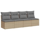 vidaXL Tuinbank 4-zits Poly Rattan Beige - 29% Korting!