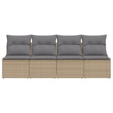 vidaXL Tuinbank 4-zits Poly Rattan Beige - 29% Korting!