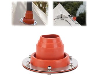 aleawol Kachelpijpkanaaltent, Hottent Kachelkrik met Siliconen Buis Bestand Tegen 300 Graden en Roestvrijstalen Basis, Tentbuishuls Dakdoorvoer Rubberen Vonkenvanger Voor Campingkachel Tentkachel