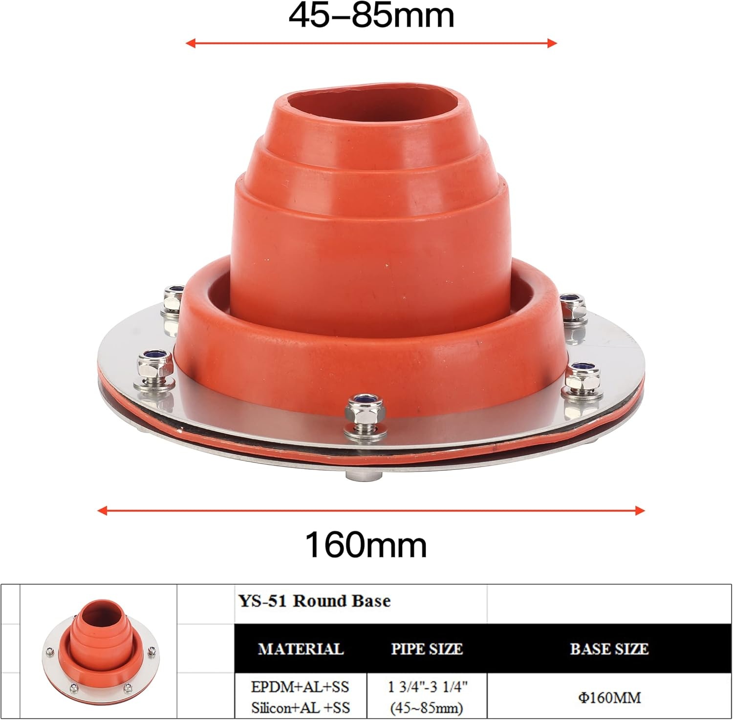 aleawol Kachelpijpkanaaltent, Hottent Kachelkrik met Siliconen Buis Bestand Tegen 300 Graden en Roestvrijstalen Basis, Tentbuishuls Dakdoorvoer Rubberen Vonkenvanger Voor Campingkachel Tentkachel