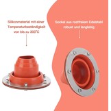 aleawol Kachelpijpkanaaltent, Hottent Kachelkrik met Siliconen Buis Bestand Tegen 300 Graden en Roestvrijstalen Basis, Tentbuishuls Dakdoorvoer Rubberen Vonkenvanger Voor Campingkachel Tentkachel