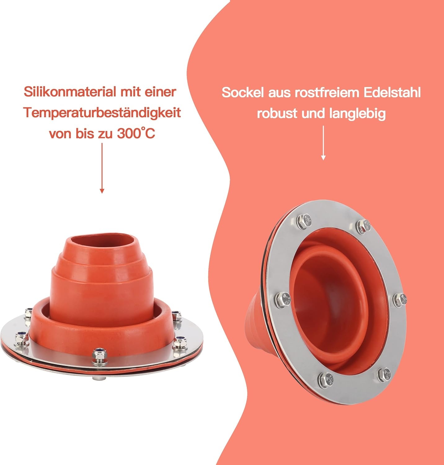 aleawol Kachelpijpkanaaltent, Hottent Kachelkrik met Siliconen Buis Bestand Tegen 300 Graden en Roestvrijstalen Basis, Tentbuishuls Dakdoorvoer Rubberen Vonkenvanger Voor Campingkachel Tentkachel