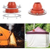 aleawol Kachelpijpkanaaltent, Hottent Kachelkrik met Siliconen Buis Bestand Tegen 300 Graden en Roestvrijstalen Basis, Tentbuishuls Dakdoorvoer Rubberen Vonkenvanger Voor Campingkachel Tentkachel