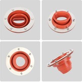 aleawol Kachelpijpkanaaltent, Hottent Kachelkrik met Siliconen Buis Bestand Tegen 300 Graden en Roestvrijstalen Basis, Tentbuishuls Dakdoorvoer Rubberen Vonkenvanger Voor Campingkachel Tentkachel