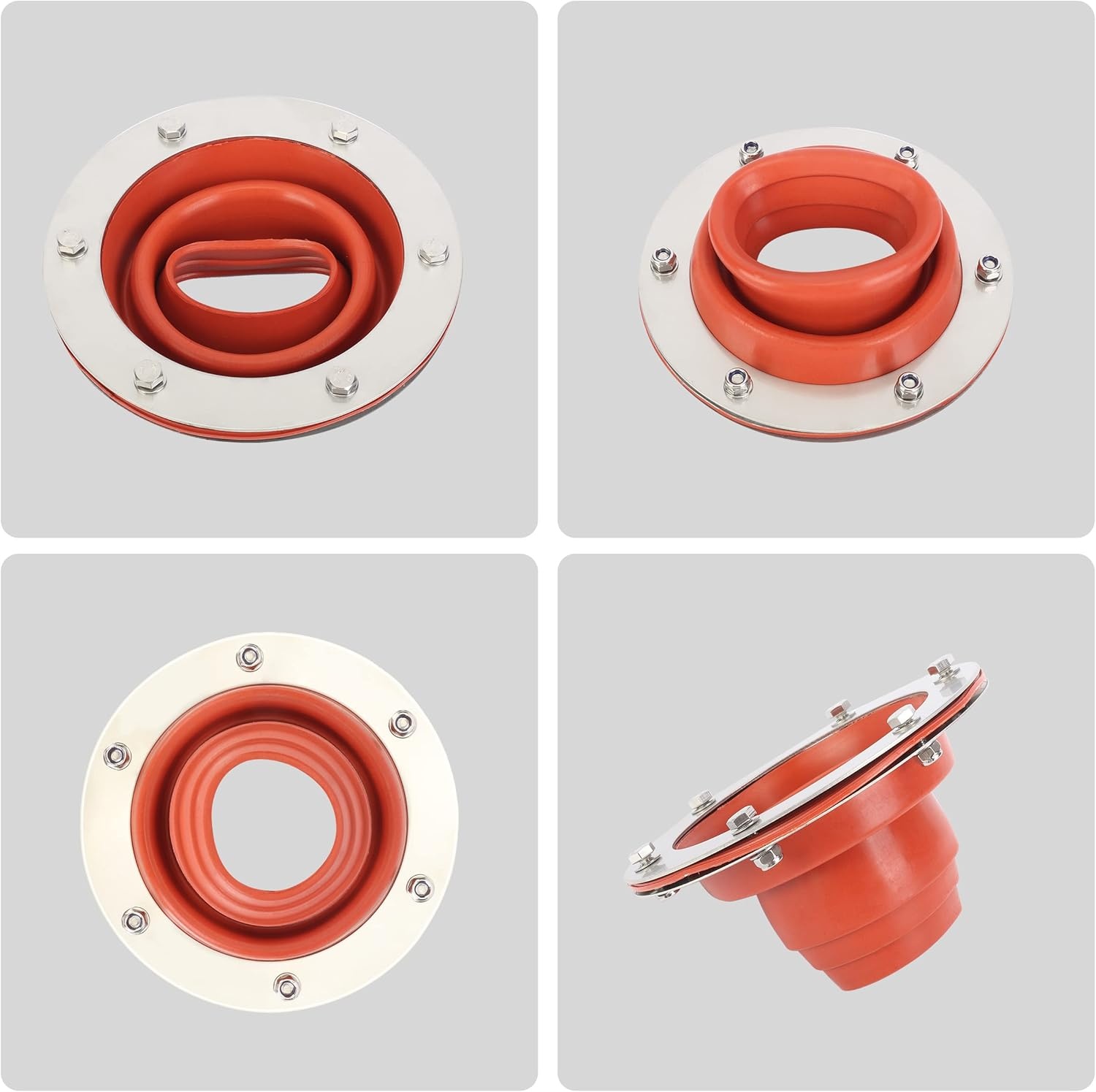 aleawol Kachelpijpkanaaltent, Hottent Kachelkrik met Siliconen Buis Bestand Tegen 300 Graden en Roestvrijstalen Basis, Tentbuishuls Dakdoorvoer Rubberen Vonkenvanger Voor Campingkachel Tentkachel