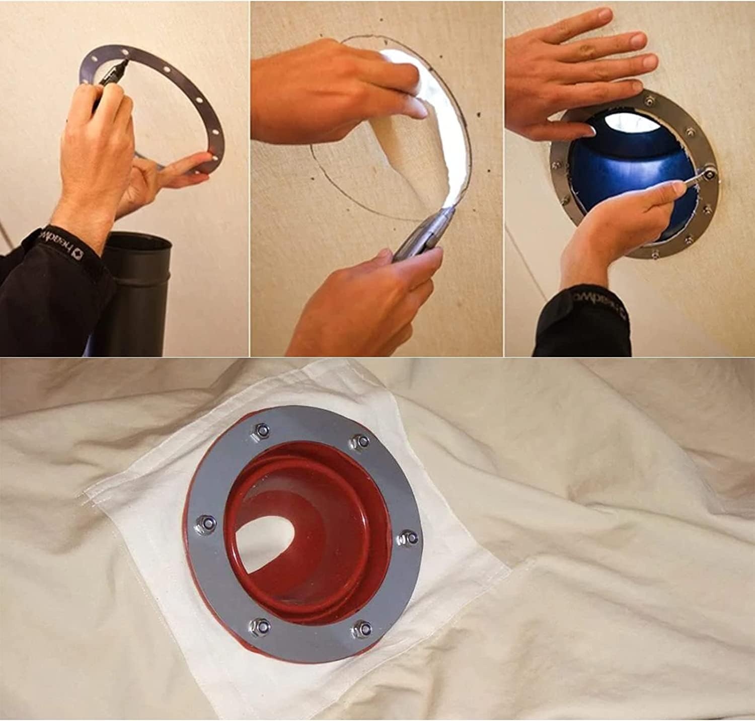 aleawol Kachelpijpkanaaltent, Hottent Kachelkrik met Siliconen Buis Bestand Tegen 300 Graden en Roestvrijstalen Basis, Tentbuishuls Dakdoorvoer Rubberen Vonkenvanger Voor Campingkachel Tentkachel