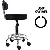 KKTONER Rol kruk Schommelstoel Bureaustoel, Hoogte verstelbaar, Draaibare kruk met lage rugleuning en voetensteun, gemaakt van PU-leer zwart