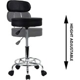 KKTONER Rol kruk Schommelstoel Bureaustoel, Hoogte verstelbaar, Draaibare kruk met lage rugleuning en voetensteun, gemaakt van PU-leer zwart