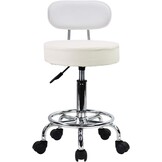 KKTONER Rol kruk Schommelstoel Bureaustoel, Hoogte verstelbaar, Draaibare kruk met lage rugleuning en voetensteun, gemaakt van PU-leer zwart