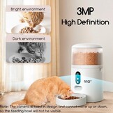 Faroro Automatische Kattenvoerautomaat WiFi, 3MP HD-video Kattenvoermachine met Nachtzicht, 4L Voerdispenser voor Katten/Honden met Tweewegaudio, APP-bediening, Bewegingsdetectie en Dubbel Vermogen