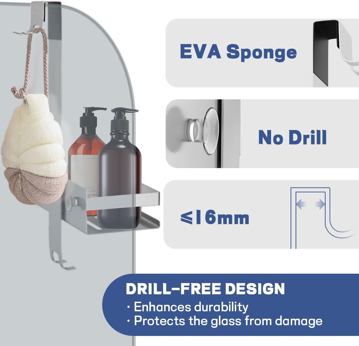 Doucheplank Zonder Boren - RVS - Ophangbaar (29% Korting)