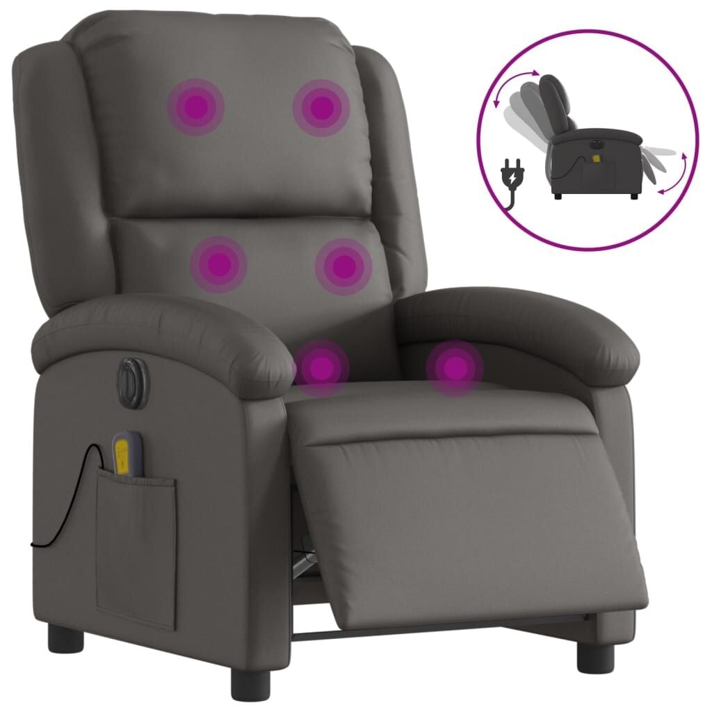 vidaXL Elektrische Massagestoel Leer - Grijs - 35% Korting