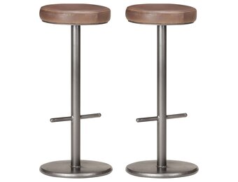 vidaXL Barkrukken 2x Echt Leer Verweerd Bruin - 54% Korting!