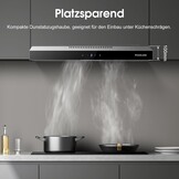 Gasland Chef SR60SS afzuigkap, 60 cm circulatie, stille afvoerlucht, 202 m³/uur, actieve koolfilter, 3 standen, Touch Control, onderbouwkap met filter, roestvrij staal, zilveren glazen schermen