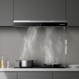 Gasland Chef SR60SS afzuigkap, 60 cm circulatie, stille afvoerlucht, 202 m³/uur, actieve koolfilter, 3 standen, Touch Control, onderbouwkap met filter, roestvrij staal, zilveren glazen schermen