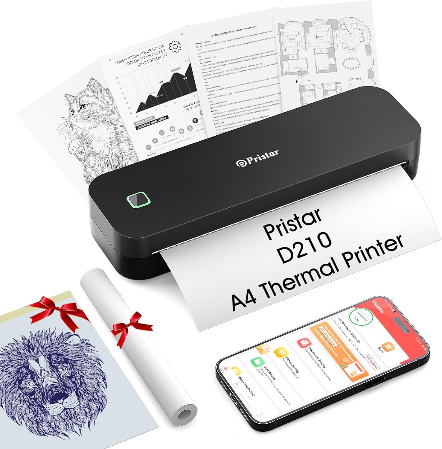 Pristar D210 Thermische Printer A4 - Inktloos & Draagbaar met 28% Korting!