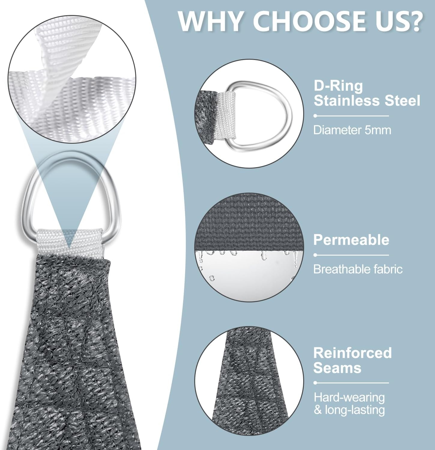 LOVE STORY Schaduwzeil 2x3m Antraciet -44% UV-bestendig & Ademend