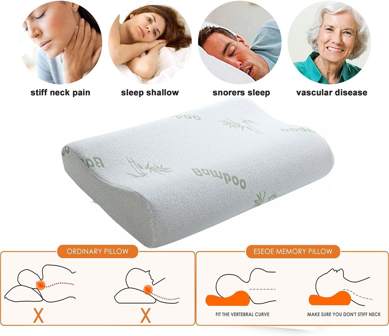 23% Korting: Ergonomisch Memory Foam Kussen 55x35x12cm | Bamboe Hoes