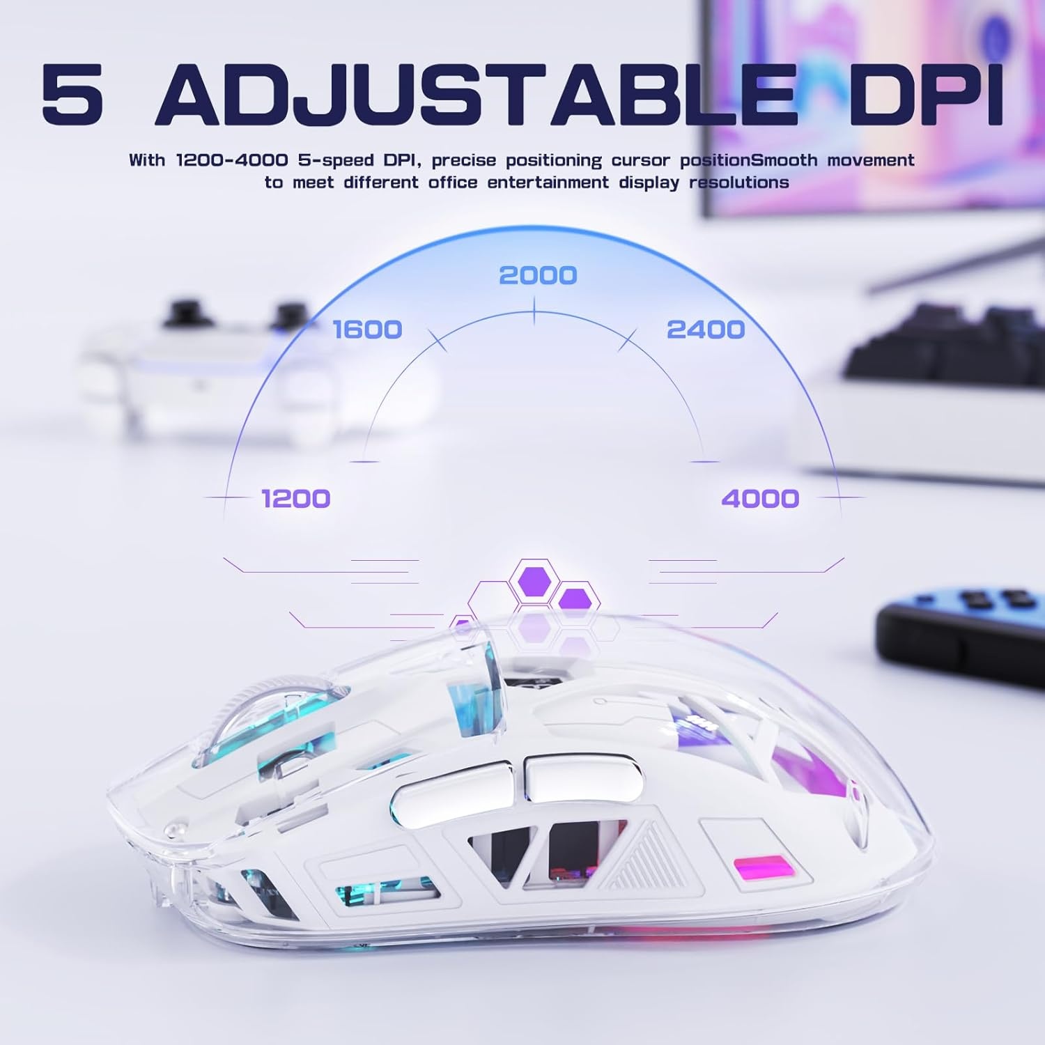 FREEWOLF A2 Gamingmuis: Transparant, Draadloos, RGB & 24% Korting!