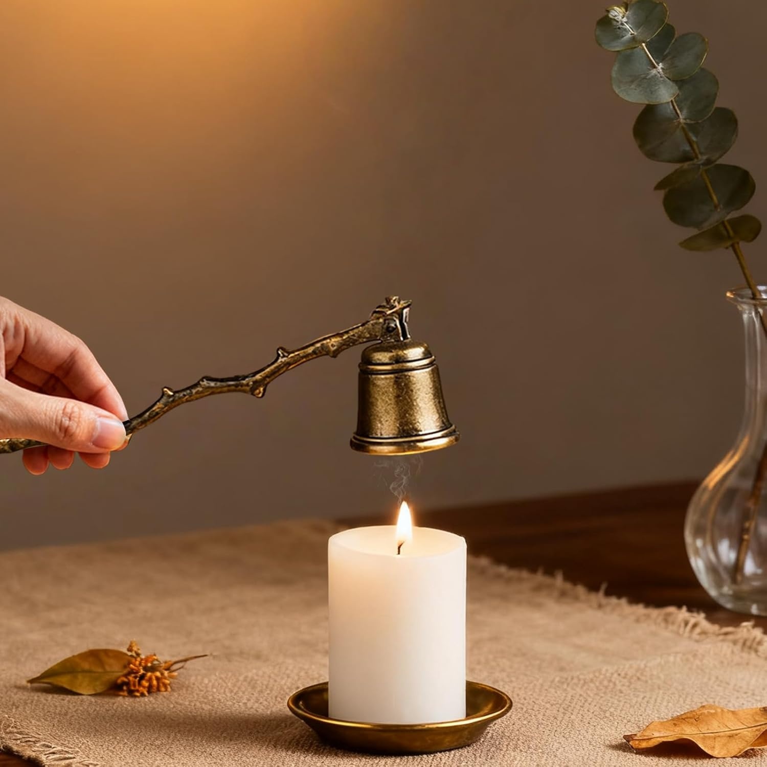 Vintage Kaarsenblusser Blad, Antiek Goud (18% Korting!)