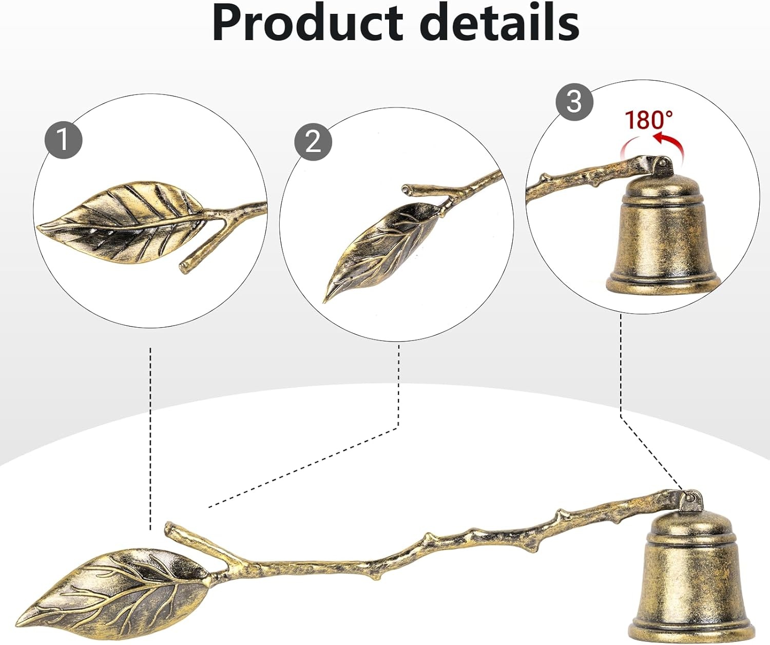 Vintage Kaarsenblusser Blad, Antiek Goud (18% Korting!)