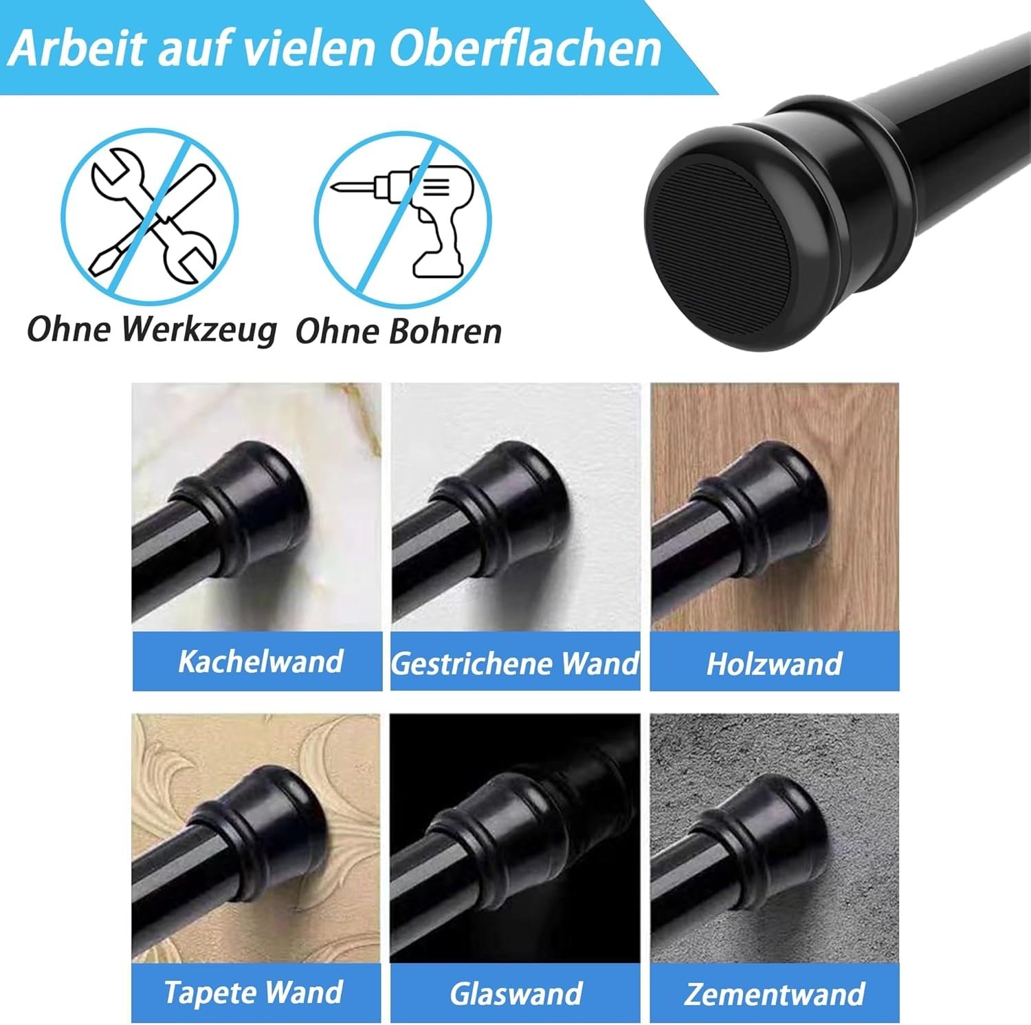 Aiitomg Uittrekbare Gordijnroede Zwart 190-410 cm - 27% Korting