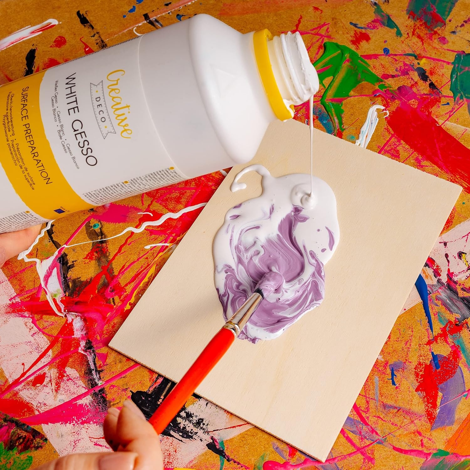 Creative Deco Gesso Acryl Primer Wit | 1L | 22% Korting | Perfecte Schildervoorspraak