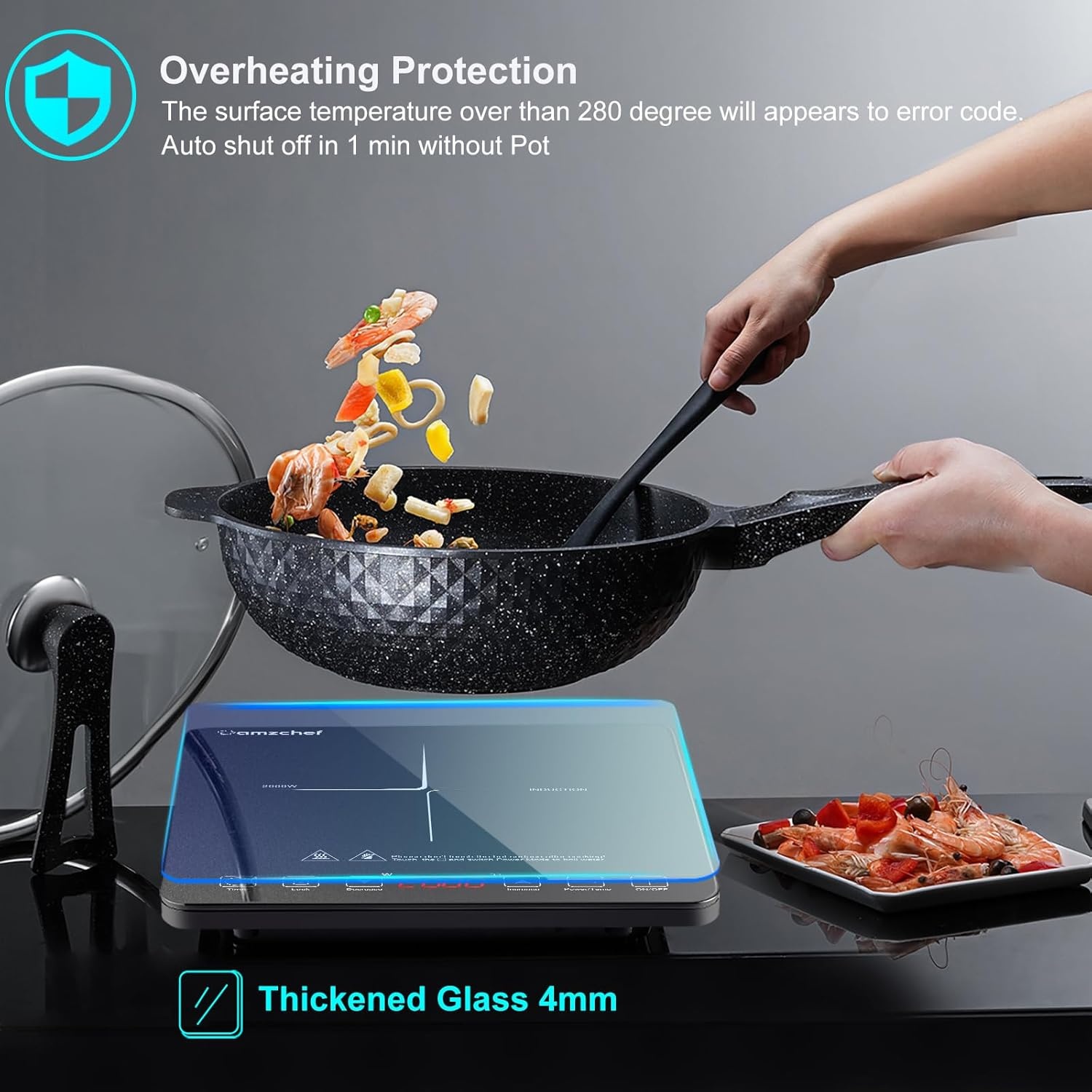 AMZCHEF Inductiekookplaat 2000W - 27% Korting - Compact & Efficiënt