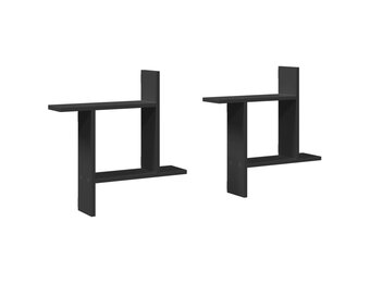 vidaXL Wandschappen Zwart - 2 stuks, 50x12x50 cm - 26% Korting!