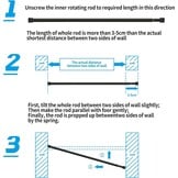 Aiitomg Curtain Rod Extra Length Shower Curtain Rod No Drilling Extendable Telescopic Clothes Rail for Bathroom Bedroom Black 190-410 cm Diameter 32 mm