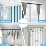 Aiitomg Curtain Rod Extra Length Shower Curtain Rod No Drilling Extendable Telescopic Clothes Rail for Bathroom Bedroom Black 190-410 cm Diameter 32 mm