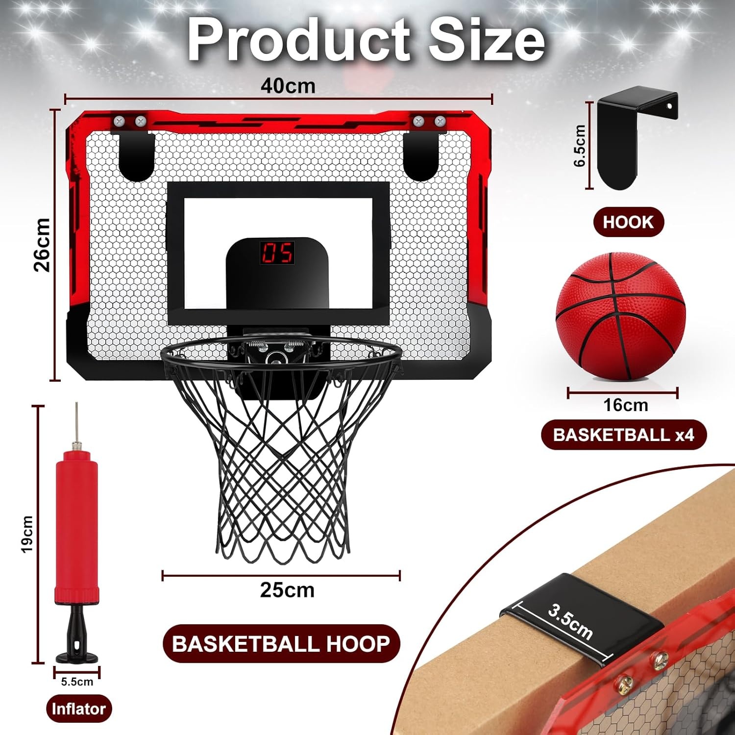 Yimore Mini Basketbal Set - Automatische Score & 4 Ballen - 25% Korting!