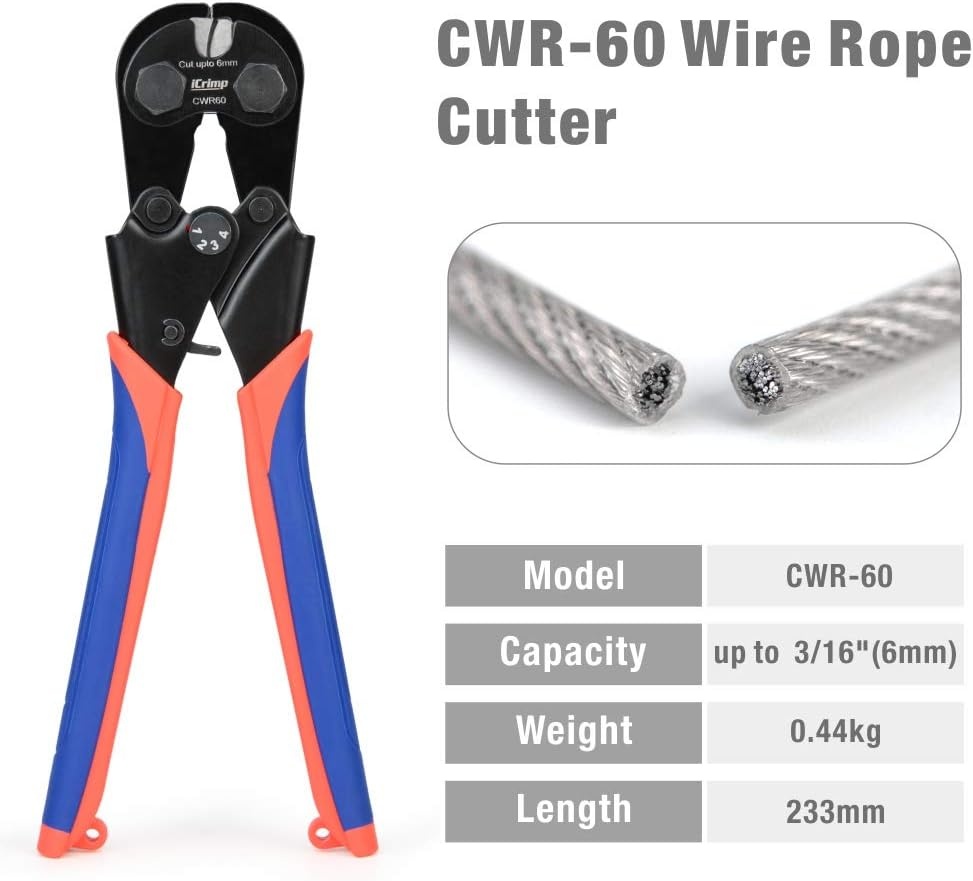 iCrimp CWR-60 Draadsnijder: Staaldraad, Vliegtuigkabel, Pianodraad - Nu 23% Korting!