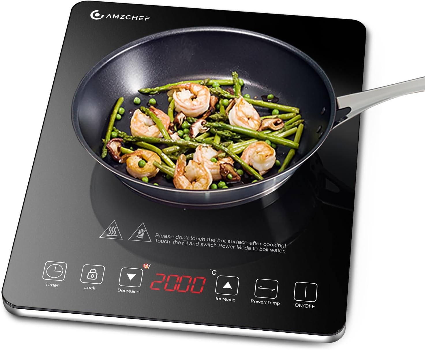 AMZCHEF Inductiekookplaat 2000W - 27% Korting | Compact & Krachtig