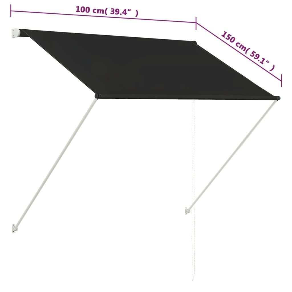VidaXL Luifel Uittrekbaar 100x150 cm Antraciet | 37% Korting