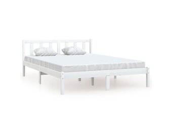vidaXL Bedframe Massief Grenenhout Wit 140x200 - 54% Korting!