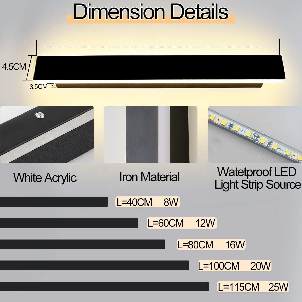 Dimbare LED Wandlamp Buiten Zwart 100cm - 34% Korting!