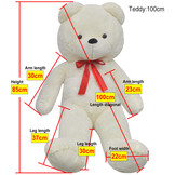 vidaXL XXL Teddybeer 85cm - Zacht Pluche Wit | 28% Korting