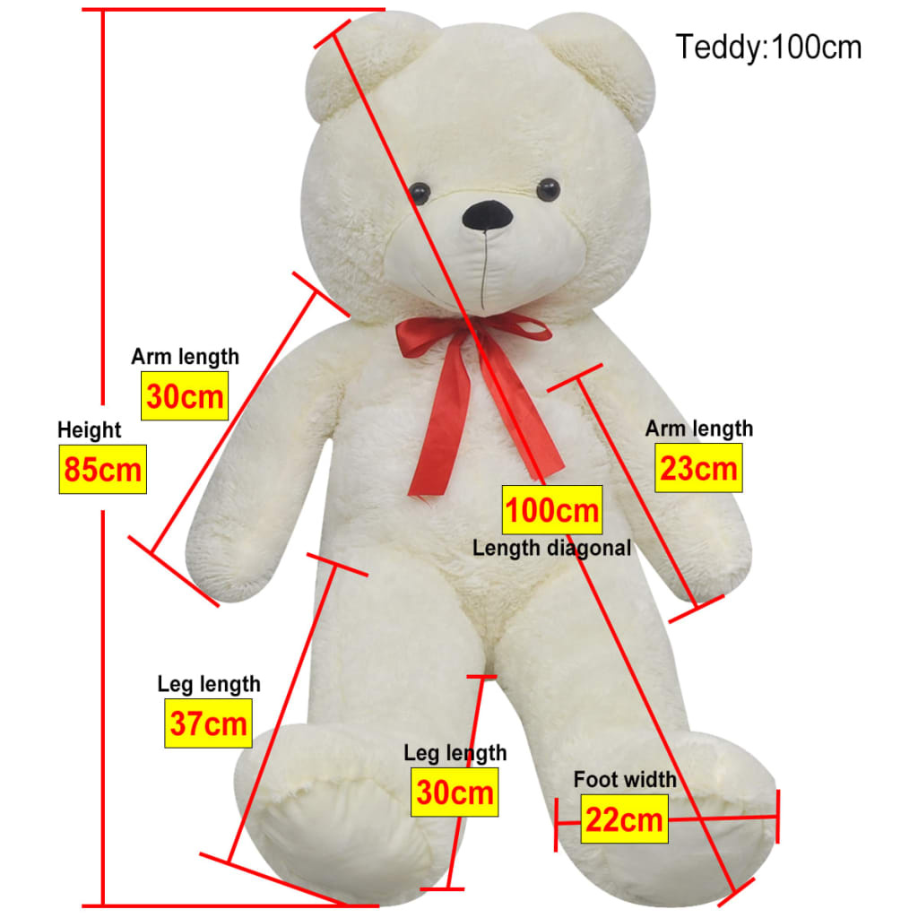 vidaXL XXL Teddybeer 85cm - Zacht Pluche Wit | 28% Korting
