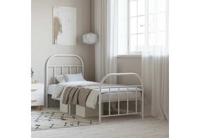 vidaXL Bedframe Metaal Wit 75x190 cm - 53% Korting