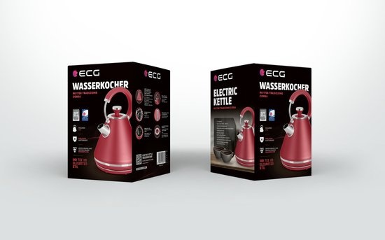 ECG RK 1708 Tradizione Corsa Waterkoker - Rood - 44% Korting!