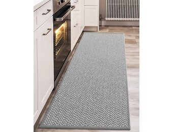 Color&Geometry Keukentapijt, wasbaar en antislip, 43,5 x 150 cm, moderne en vuilafstotende mat voor in de keuken, eetkamer, wasruimte en hal, lichtgrijs