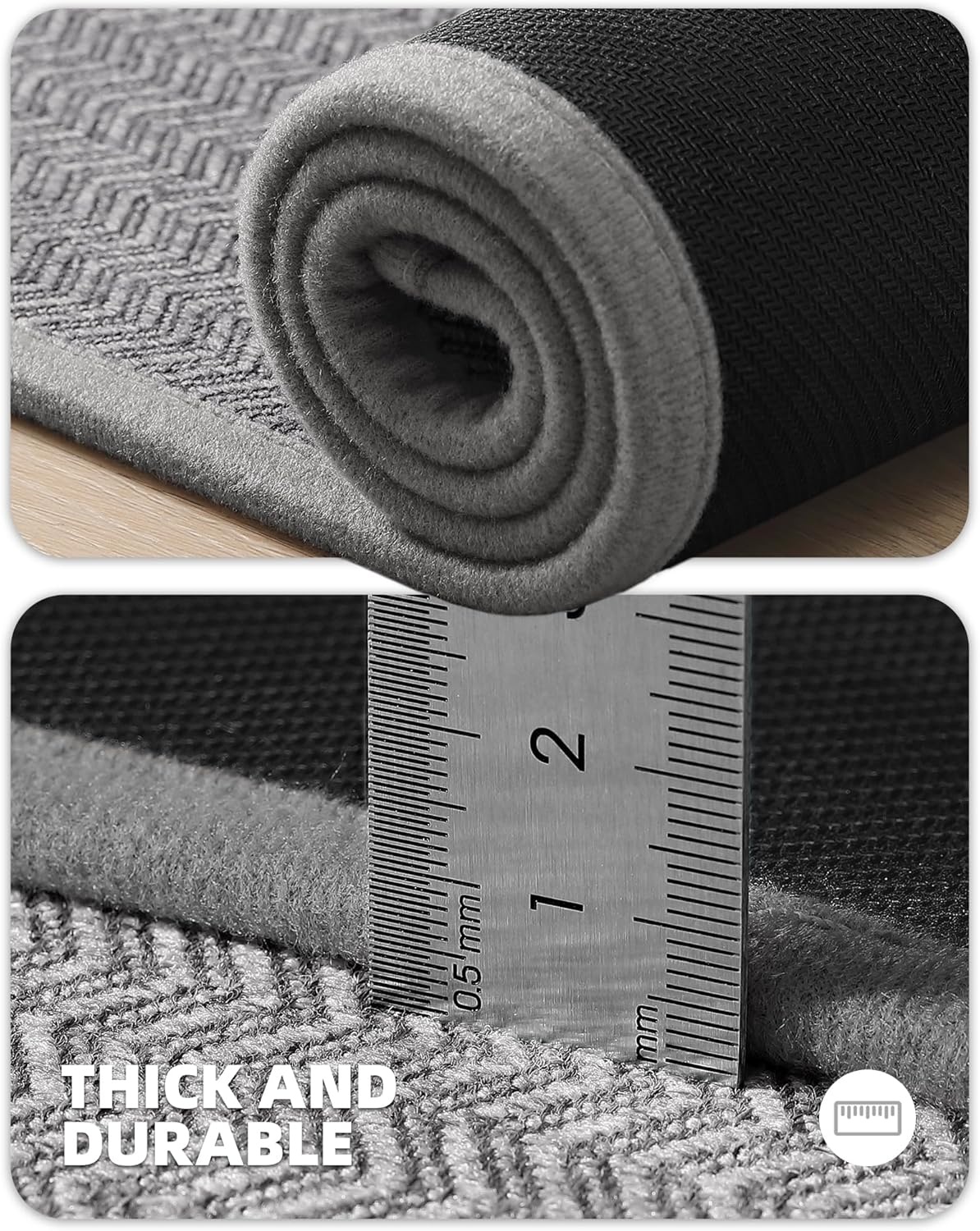 Color&Geometry Keukentapijt, wasbaar en antislip, 43,5 x 150 cm, moderne en vuilafstotende mat voor in de keuken, eetkamer, wasruimte en hal, lichtgrijs