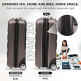 Aerolite Expandable 55x40x20cm to 55x40x23cm Ryanair Priority Wizz Air Priority & More Max Size Lightweight Hard Shell Carry On Hand Cabin Luggage Suitcase 55x40x20 55x40x23, 2-Wheels