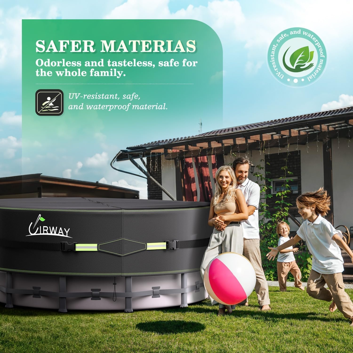 UIRWAY 12 ft rond zwembadafdekking, bovengronds zwembad winterhoes met zwembadaccessoires, 420D zeil, ideaal voor waterdicht en stofdicht