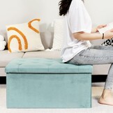 Bonlife bank fluwelen opbergdoos met deksel zitsteun met opbergruimte stoffen opbergruimte opklapbare voetenbank fluwelen stof, groen, 80 x 40 x 40 cm ...