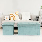 Bonlife bank fluwelen opbergdoos met deksel zitsteun met opbergruimte stoffen opbergruimte opklapbare voetenbank fluwelen stof, groen, 80 x 40 x 40 cm ...