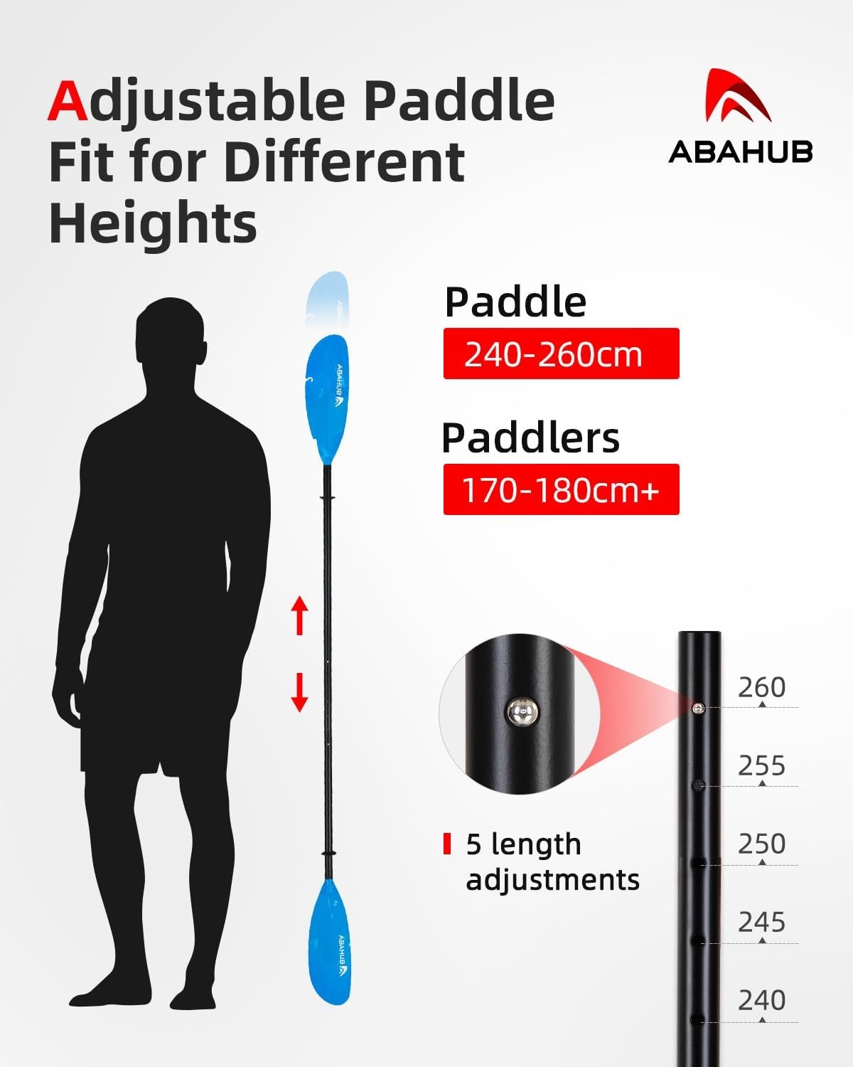 Abahub Kajak-peddel, Verstelbaar (240-260cm) | 26% Korting!