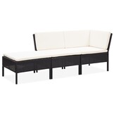 vidaXL Loungeset 3-delig Poly Rattan Zwart - 48% Korting!