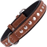 Leren Halsband Hond & Puppy - Gewatteerd, Zwart (28% korting)
